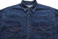 画像3: 90s Levi'sリーバイス カラーデニム ウエスタンシャツ 紺 L★ユーロ (3)