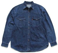 画像1: 90s Levi'sリーバイス カラーデニム ウエスタンシャツ 紺 L★ユーロ (1)