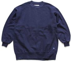 画像1: 90s USA製 L.L.Bean×RUSSELLラッセル 無地 前V スウェット 紺 XXL (1)