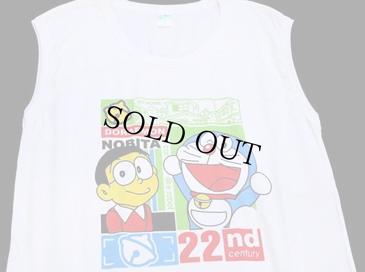 画像1: 00s DORAEMON NOBITA 22nd Century ドラえもん のび太 ノースリーブ コットンTシャツ 白 6 (1)