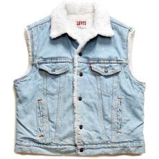 画像1: 80s USA製 Levi'sリーバイス 60511 ボアライナー デニムベスト アイスブルー XL (1)