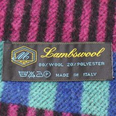 画像4: イタリア製 Lambswool ランダムボーダー ウール マフラー (4)