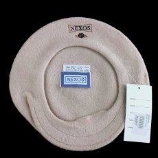 画像5: デッドストック★イタリア製 NEXOS バラ刺繍 ツバ付き ウール ベレー帽 ベージュ (5)