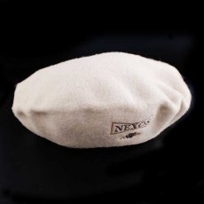 画像1: デッドストック★イタリア製 NEXOS バラ刺繍 ツバ付き ウール ベレー帽 ベージュ (1)