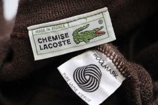 画像4: 70s フランス製 CHEMISE LACOSTE ラコステ ワンポイント Vネック パール編み ウールニット セーター 焦げ茶 7 (4)