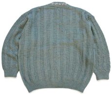 画像2: 90s LA MAGLIA RIBOT ケーブル編み ウール×アクリルニット カーディガン 薄緑 (2)