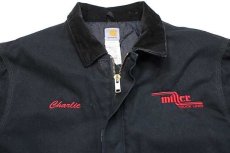 画像3: 00s メキシコ製 carharttカーハート miller TRUCK LINES 刺繍 キルティングライナー ダック地 トラディショナルジャケット 黒 2XL★特大 (3)