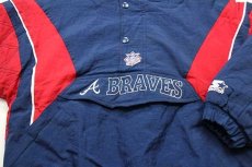 画像4: 90s STARTERスターター MLB Atlanta Braves 刺繍 ツートン プルオーバー 中綿入り ナイロンパーカー ボーイズXL (4)