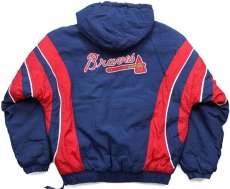 画像2: 90s STARTERスターター MLB Atlanta Braves 刺繍 ツートン プルオーバー 中綿入り ナイロンパーカー ボーイズXL (2)