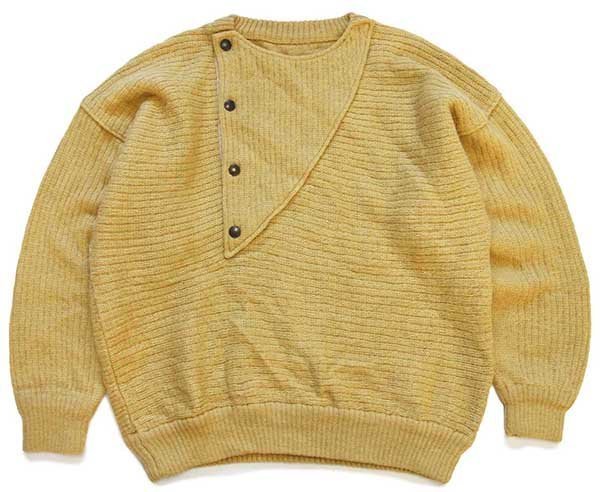 80s イタリア製 UNKNOWN フラップ デザイン ウールニット セーター