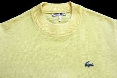 画像3: 70s フランス製 CHEMISE LACOSTE ラコステ ワンポイント パール編み ウール×アクリルニット セーター 黄 3 (3)