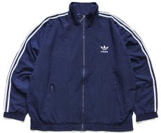 画像1: 90s adidasアディダス トレフォイル ロゴ刺繍 ジャケット 紺×白 M (1)