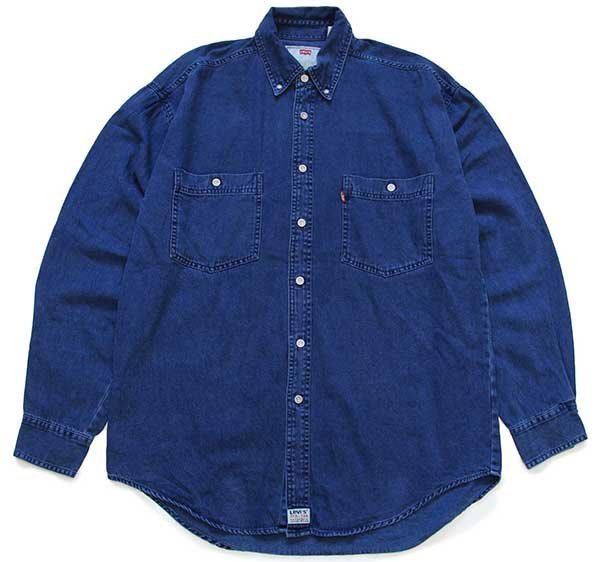 90s Levi'sリーバイス ボタンダウン カラーデニムシャツ 後染め 紺 