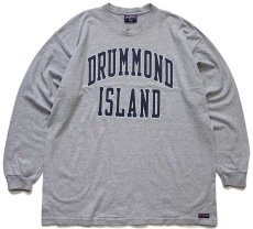 画像1: 90s USA製 JANSPORTジャンスポーツ DRUMMOND ISLAND コットン 長袖Tシャツ 杢グレー XL (1)