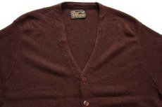 画像3: 70s The JCPenney Sweater 無地 パール編み アクリルニット カーディガン 焦げ茶 M (3)