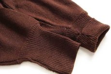 画像6: 70s The JCPenney Sweater 無地 パール編み アクリルニット カーディガン 焦げ茶 M (6)