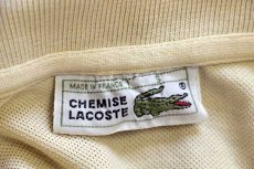 画像4: 70s フランス製 CHEMISE LACOSTE ラコステ ワンポイント コットン 鹿の子 長袖ポロシャツ 薄黄 5★01 (4)