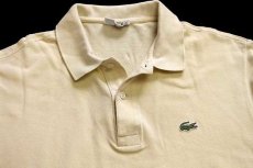 画像3: 70s フランス製 CHEMISE LACOSTE ラコステ ワンポイント コットン 鹿の子 長袖ポロシャツ 薄黄 5★01 (3)