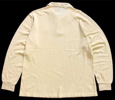 画像2: 70s フランス製 CHEMISE LACOSTE ラコステ ワンポイント コットン 鹿の子 長袖ポロシャツ 薄黄 5★01 (2)