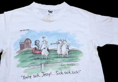 画像1: 80s USA製 THE FAR SIDE ''You're sick,Jessy!...Sick,sick,sick!'' 牛 イラスト コットンTシャツ 白 L (1)