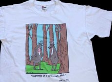 画像1: 80s USA製 THE FAR SIDE ''Bummer of a birthmark,Hal.'' 鹿 イラスト コットンTシャツ 白 L (1)