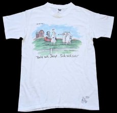 画像2: 80s USA製 THE FAR SIDE ''You're sick,Jessy!...Sick,sick,sick!'' 牛 イラスト コットンTシャツ 白 L (2)