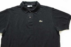 画像3: 70s フランス製 CHEMISE LACOSTE ラコステ ワンポイント コットン 鹿の子 ポロシャツ 黒 6★114 (3)