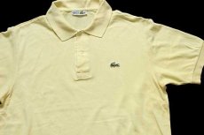 画像3: 70s フランス製 CHEMISE LACOSTE ラコステ ワンポイント コットン 鹿の子 ポロシャツ 薄黄 5★98 (3)