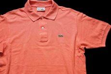 画像3: 70s フランス製 CHEMISE LACOSTE ラコステ ワンポイント コットン 鹿の子 ポロシャツ サーモンピンク 4★107 (3)