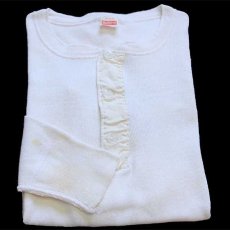 画像3: 70s USA製 Healthknit Maggie's Pharm ヘンリーネック コットン アンダーシャツ 生成り M (3)