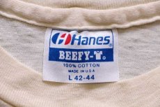 画像4: 90s USA製 Hanes GRUENE HALL TEXAS' OLDEST DANCE HALL 両面プリント コットンTシャツ クリーム L (4)