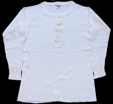 画像2: 70s USA製 Healthknit Maggie's Pharm ヘンリーネック コットン アンダーシャツ 生成り M (2)