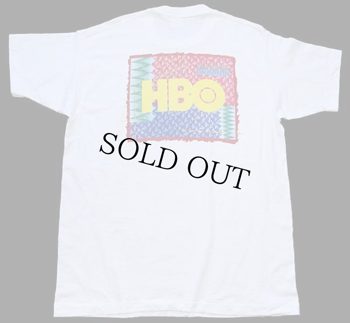 画像1: 90s USA製 HBO ロゴ アート 両面プリント コットンTシャツ 白 XL (1)