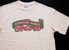 画像1: 90s USA製 Hanes GRUENE HALL TEXAS' OLDEST DANCE HALL 両面プリント コットンTシャツ クリーム L (1)