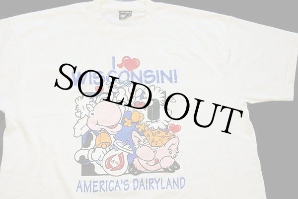 90s USA製 I LOVE WISCONSIN! AMERICA'S DAIRYLAND ウシ ブタ トリ T