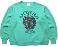 画像1: 80s USA製 Healthknit MOYER'S IRELAND スウェット ライトグリーン L (1)