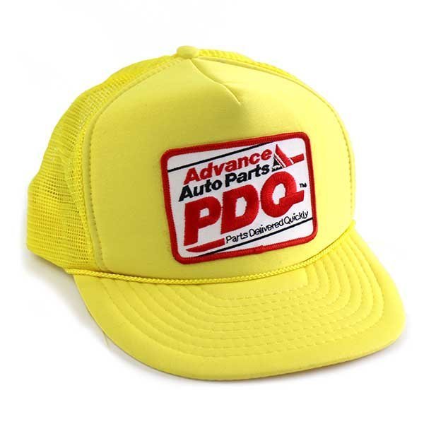 90s Advance Auto Parts PDQ パッチ付き メッシュキャップ イエロー