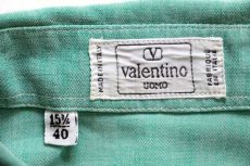 画像4: 80s イタリア製 valentino 無地 ボタンダウン 半袖シャツ 薄緑 15 (4)