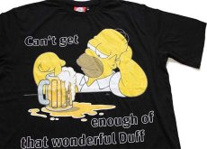 画像1: The Simpsons シンプソンズ ホーマー Can't get enough of that wonderful Duff コットンTシャツ黒 XL (1)