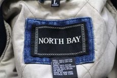 画像4: 90s NORTH BAY ツートン 切り替え キルティングライナー コットン×デニムスタジャン L (4)