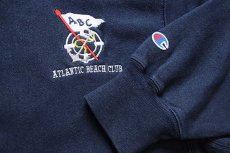 画像5: 00s Championチャンピオン ATLANTIC BEACH CLUB 刺繍 リバースウィーブ スウェットパーカー 紺 M (5)