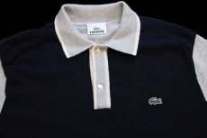 画像3: 90s LACOSTE ラコステ ツートン 切り替え ウールニット ポロシャツ 濃紺×グレー 6 (3)