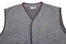 画像3: 80s スペイン製 CHEMISE LACOSTE ラコステ ワンポイント ウール パイル ベスト グレー XXL★特大 (3)