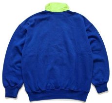 画像2: 90s カナダ製 The Shirt Company 刺繍入り 蛍光 マルチカラー プルオーバー ナイロン 切り替え スウェット 青 S (2)