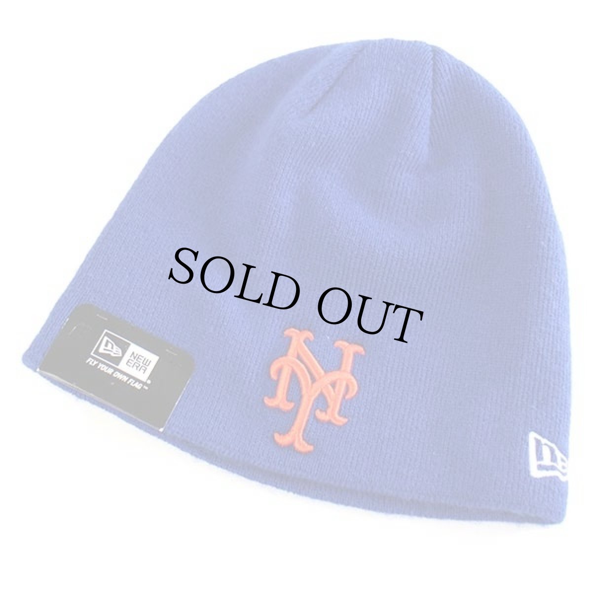 画像1: 未使用★NEW ERA MLB NY Mets ニューヨークメッツ ロゴ刺繍 アクリル ビーニー ニットキャップ 青★ニット帽 (1)