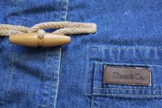 画像6: 90s DENIM&Co. ラグ柄 フリースライナー付き デニム ダッフルコート L (6)