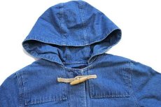 画像3: 90s DENIM&Co. ラグ柄 フリースライナー付き デニム ダッフルコート L (3)