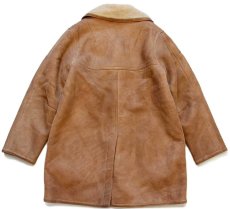 画像2: 70s Abercrombie&Fitch 鹿角ボタン シープスキン リアル ムートンコート 薄茶 44★アバクロ (2)