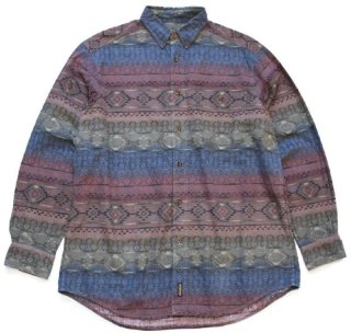 90s USA製 Woolrichウールリッチ ネイティブ柄 ボタンダウン コットン