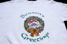 画像3: 80s USA製 Season's Greetings クリスマス リーフ スウェット 白 XL (3)